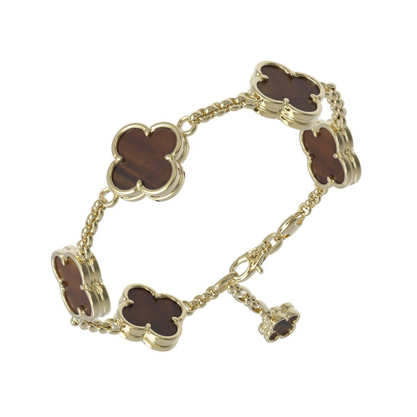 Браслет из лимонного золота c тигровым глазом