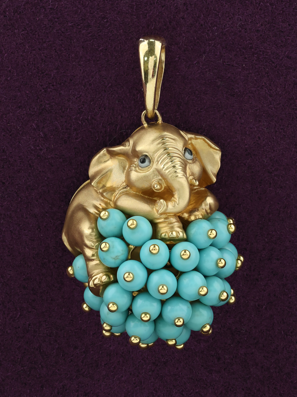 Подвеска из лимонного золота c эмалью и бирюзой