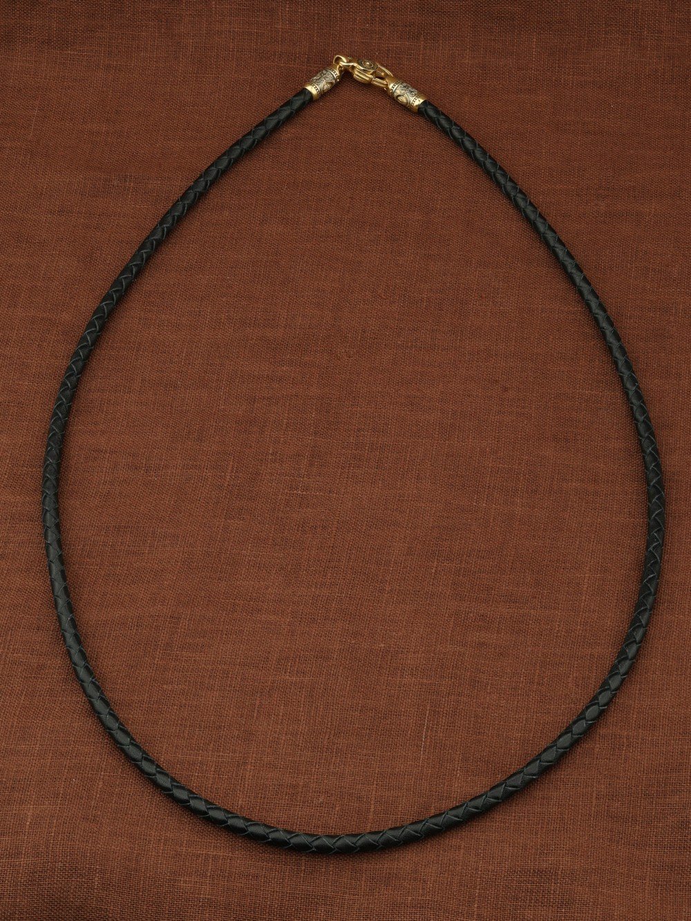 Гайтан из лимонного золота c кожаным шнурком