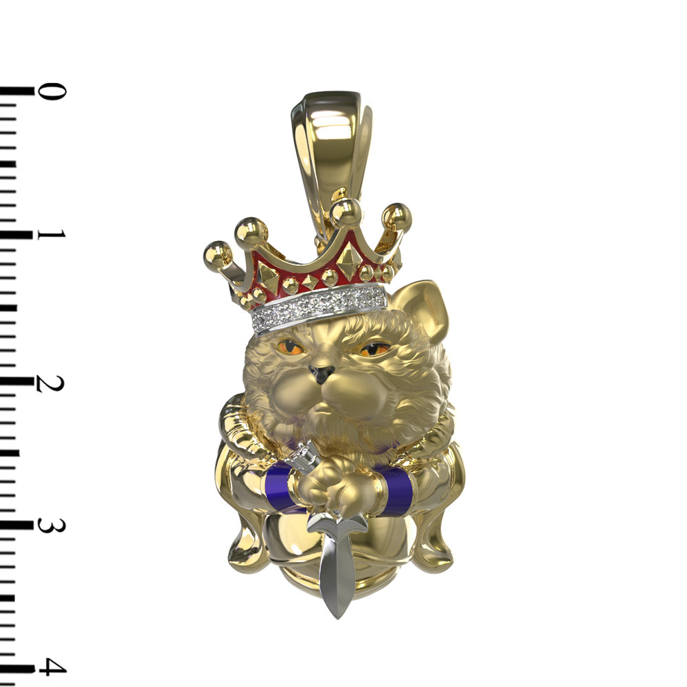 Подвеска из лимонного золота c эмаль , бриллиантами и рубином