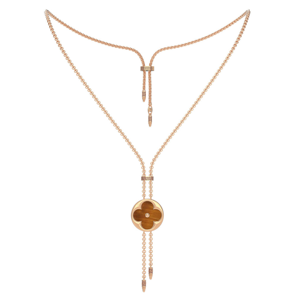 Колье из золота c тигровым глазом и перламутром