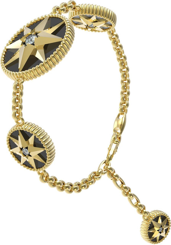 Браслет из лимонного золота c фианитом, ониксом и перламутром