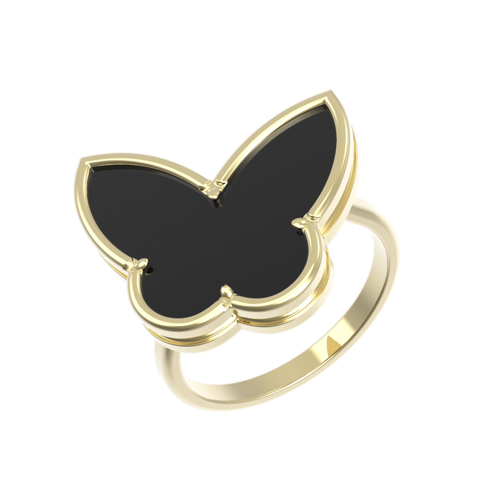 Кольцо из лимонного золота c ониксом