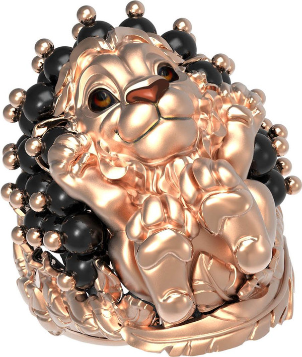 Кольцо из золота c эмаль и ониксом