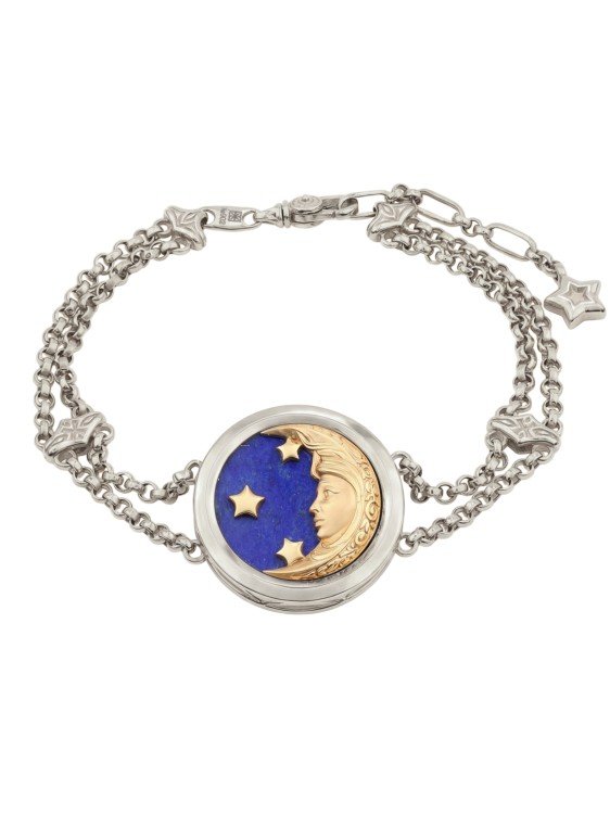 Браслет из белого золота c бирюзой и лазуритом