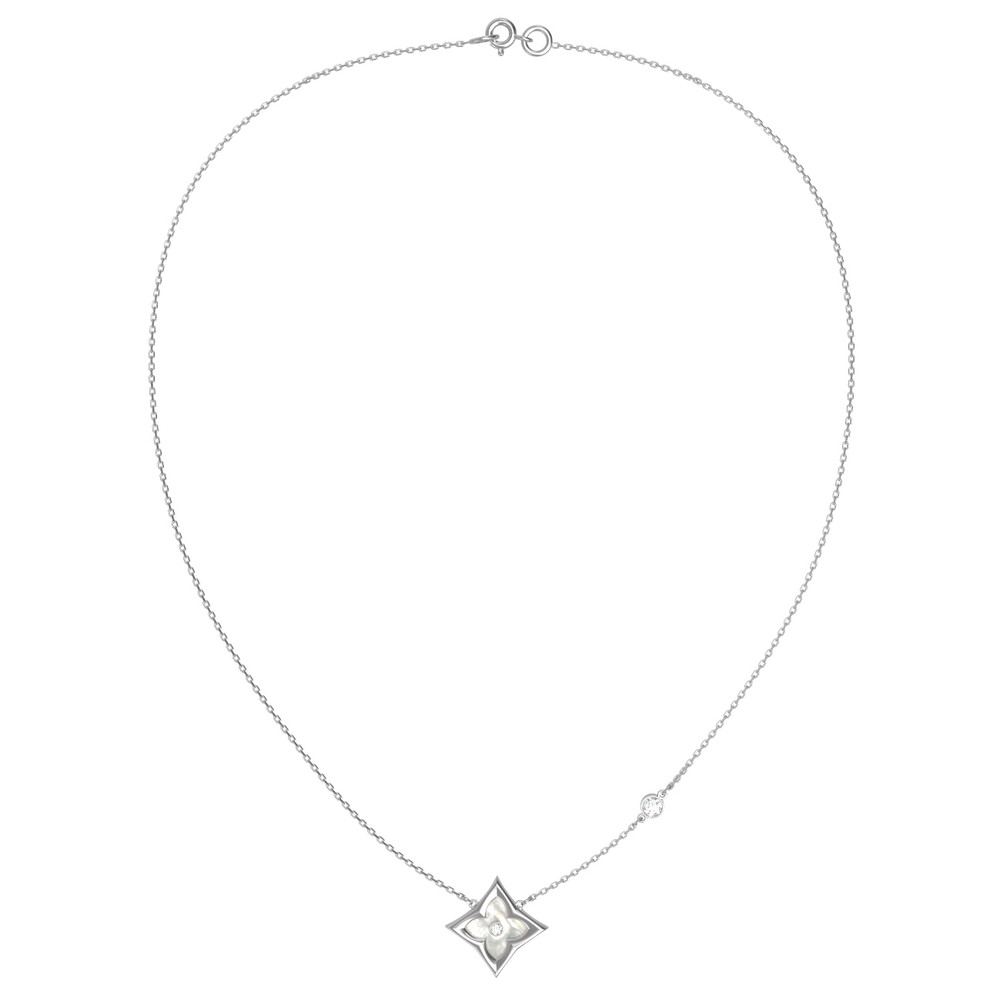 Колье из белого золота c бриллиантами и перламутром