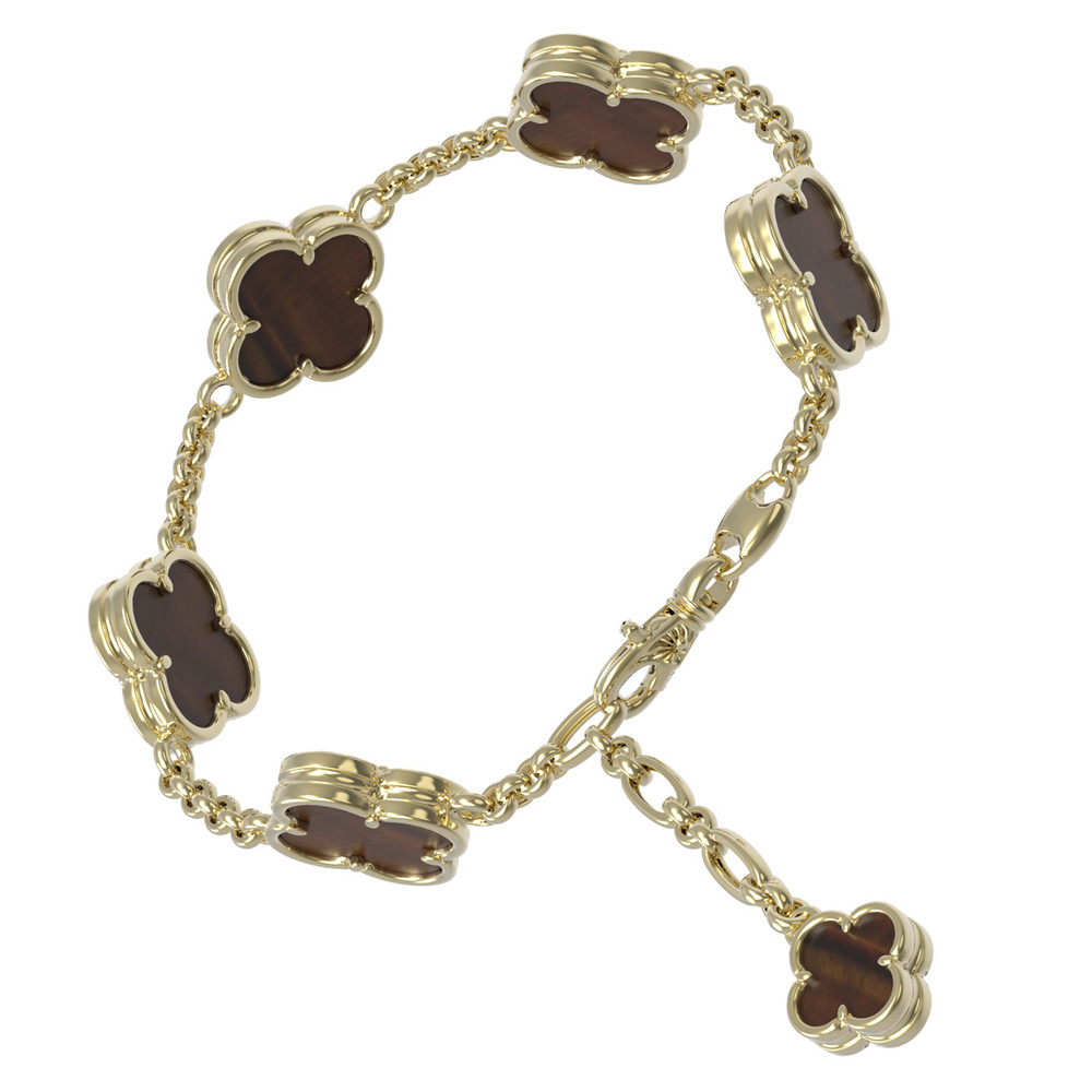 Браслет из лимонного золота c тигровым глазом