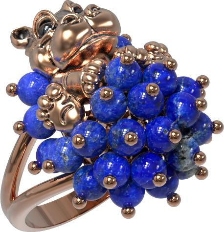 Кольцо из золота c эмаль и лазуритом