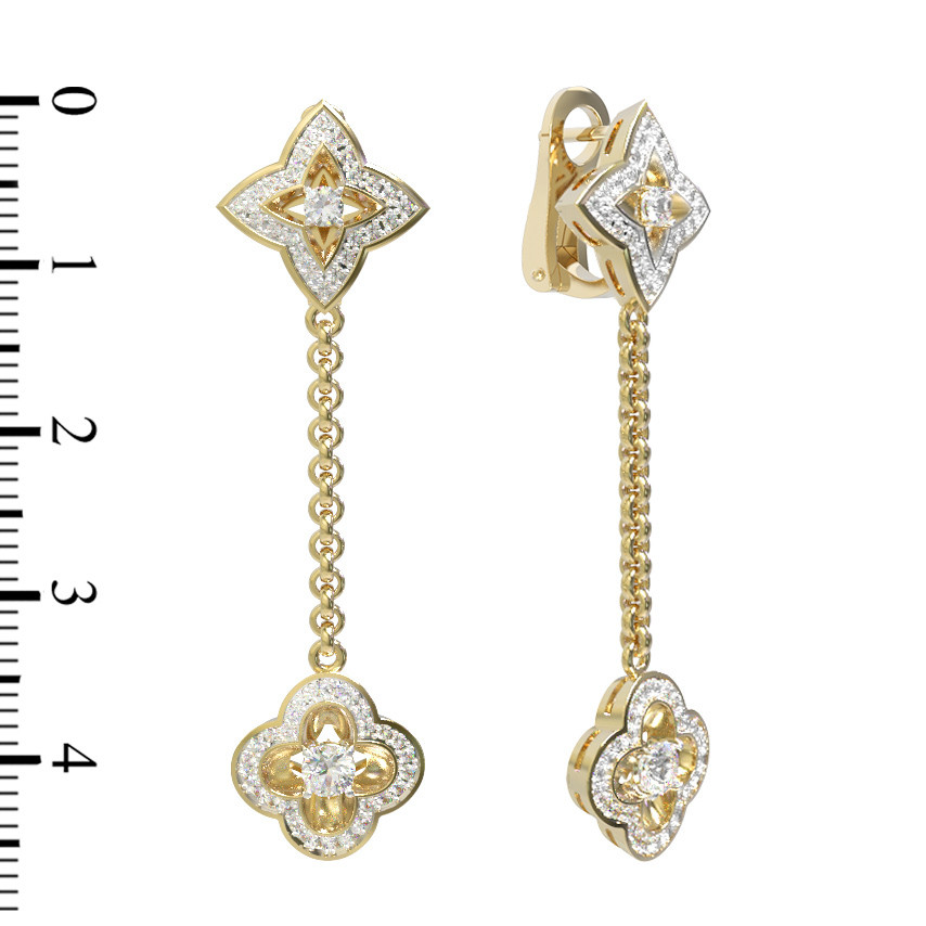 Серьги из лимонного золота c бриллиантами