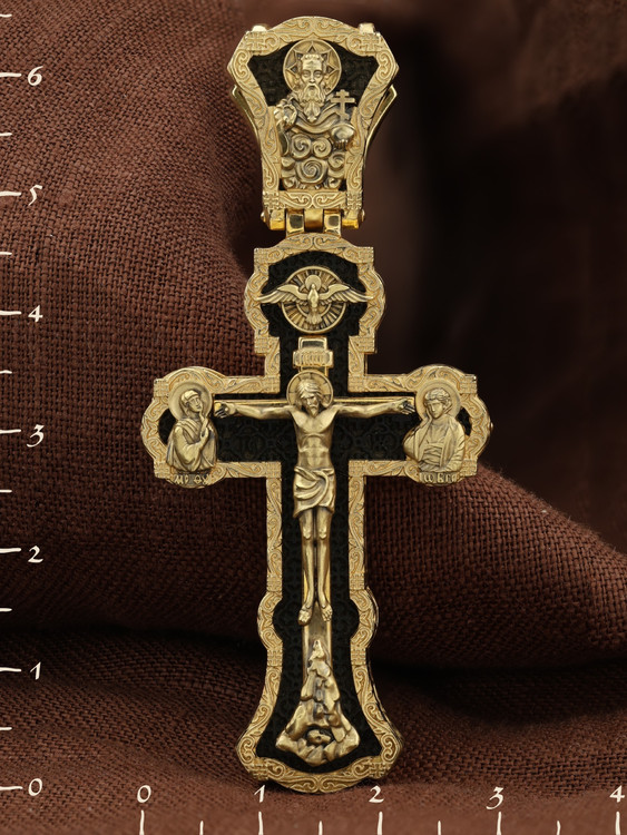 Крест из лимонного золота c эбеновым деревом