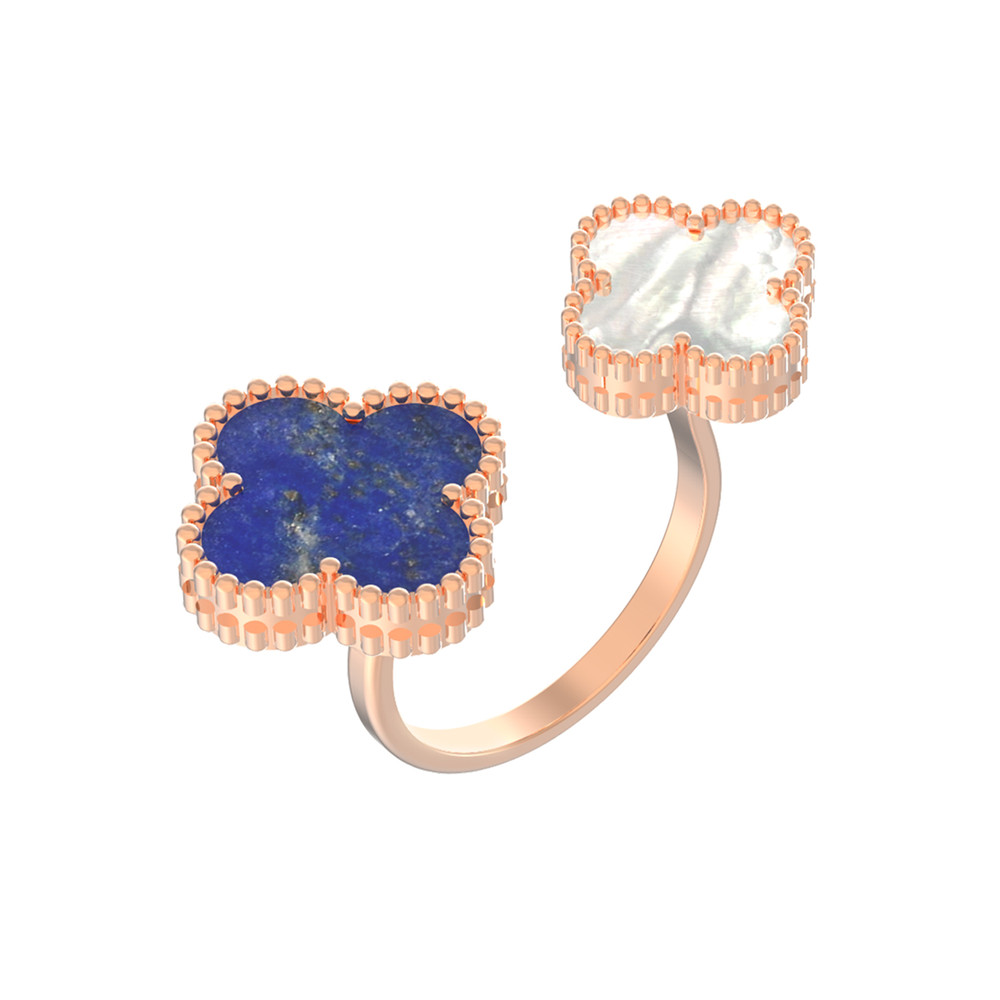 Кольцо из золота c лазуритом и перламутром