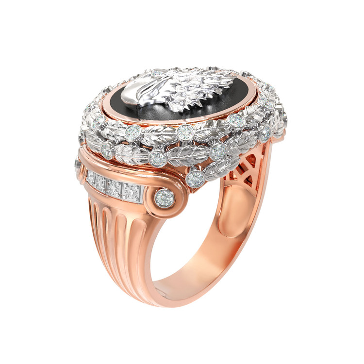 Кольцо из золота c бриллиантами и ониксом