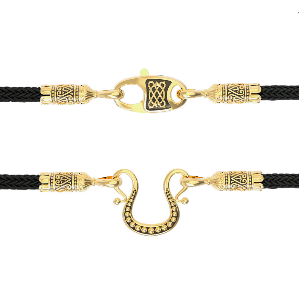 Шнурок шёлковый из лимонного золота c шёлковым шнурком