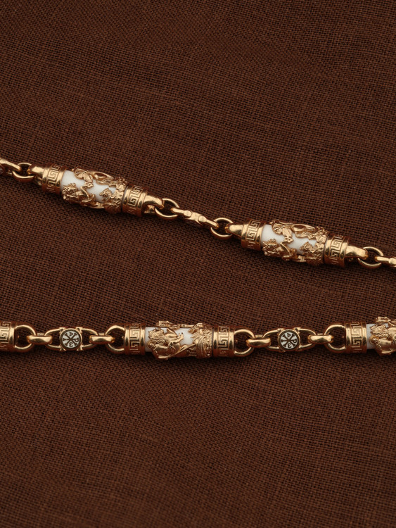 Цепь из золота c эмаль и бивнем мамонта