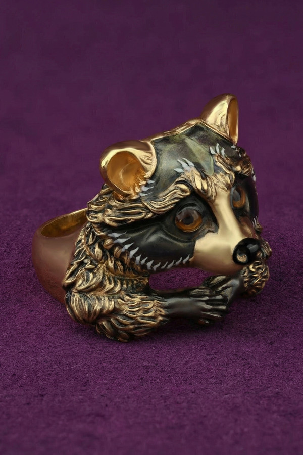 Кольцо из лимонного золота c эмалью