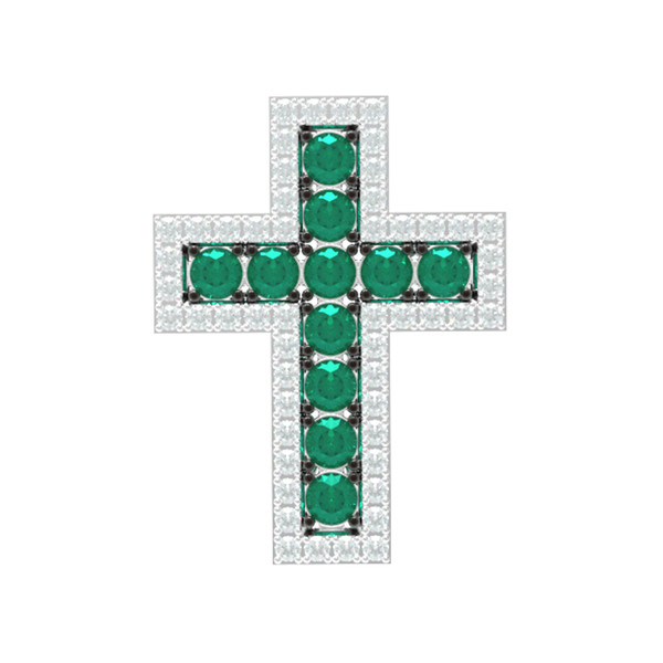Крест из золота c бриллиантами и изумрудом