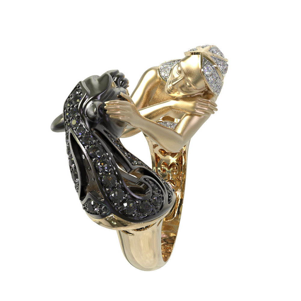 Кольцо из лимонного золота c фианитом