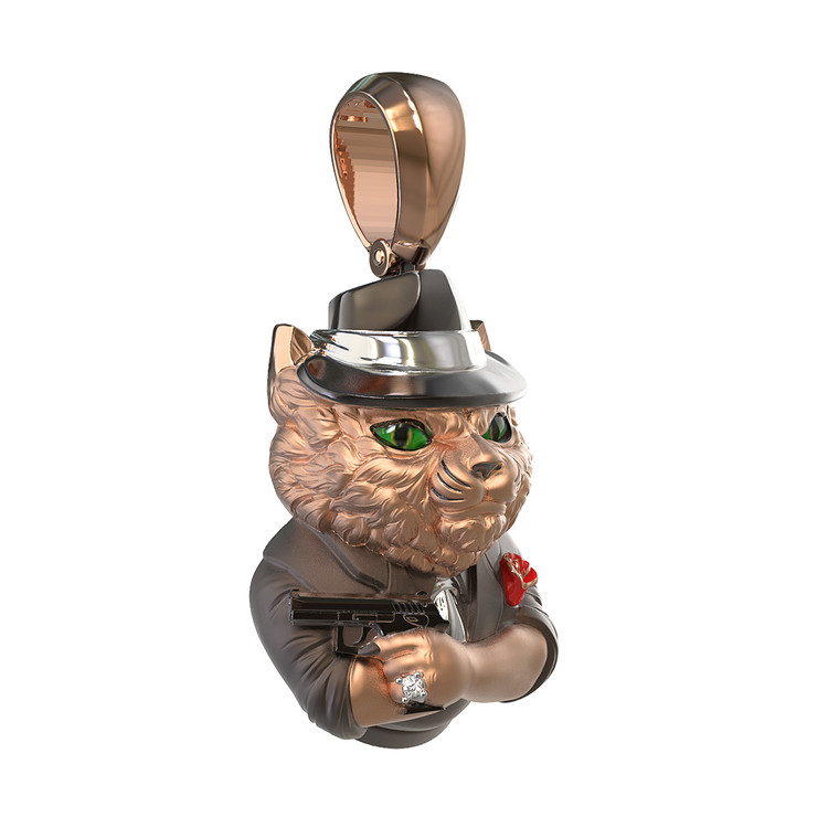 Подвеска из золота c эмалью, бриллиантами и рубином