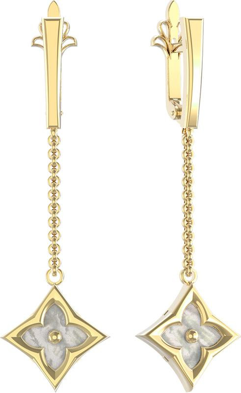 Серьги из лимонного золота c перламутром