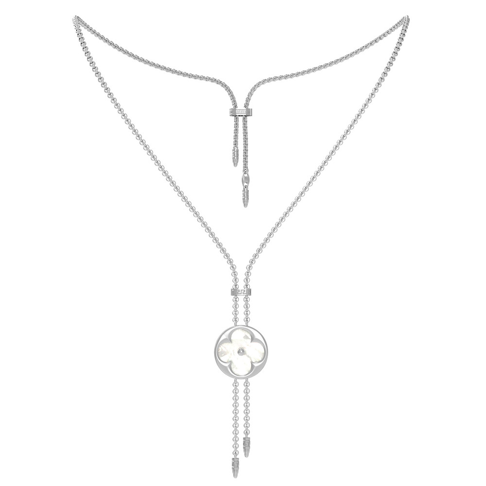 Колье из белого золота c малахитом и перламутром