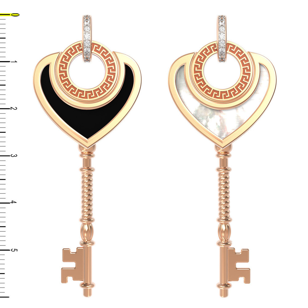 Подвеска из золота c фианитом, ониксом и перламутром