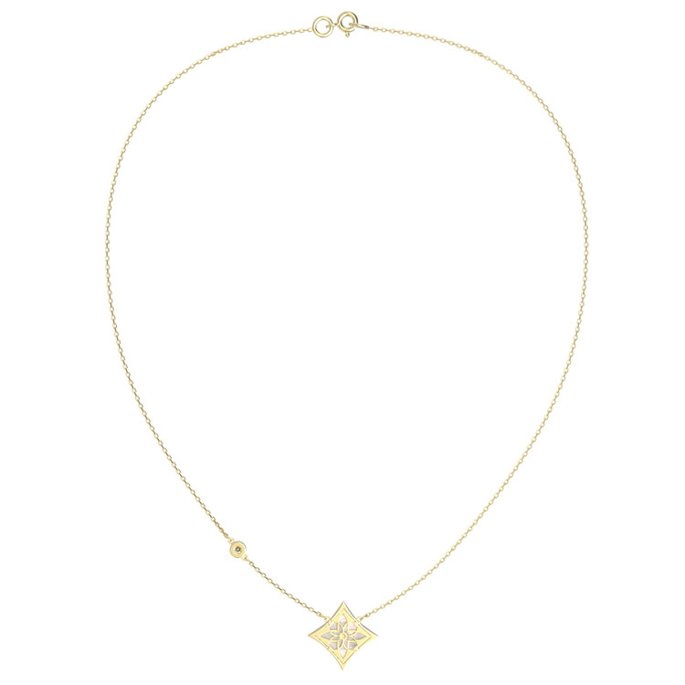 Колье из лимонного золота c бриллиантами и перламутром