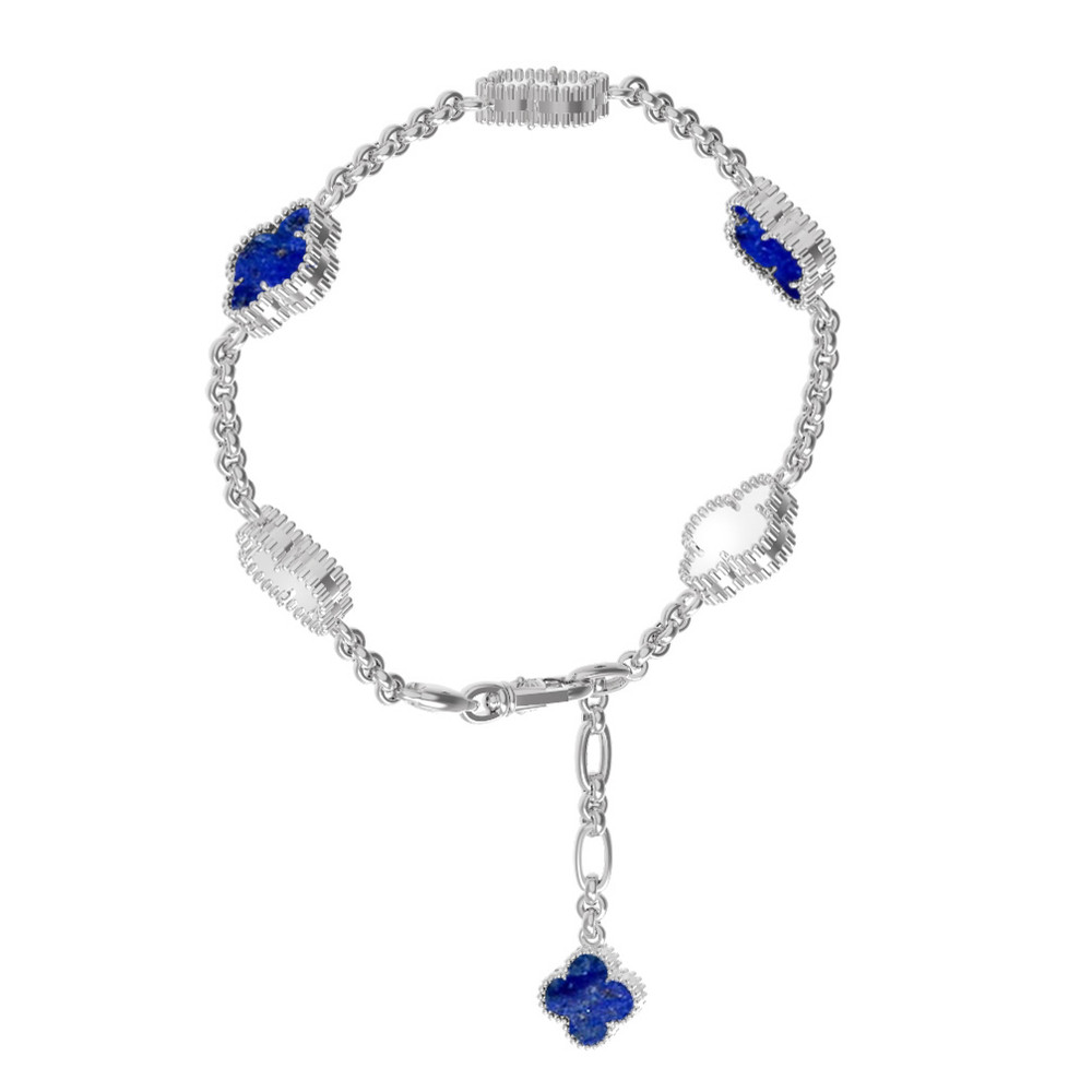 Браслет из белого золота c лазуритом и перламутром