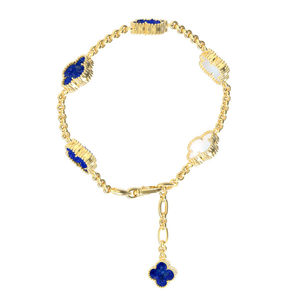 Браслет из лимонного золота c лазуритом и перламутром