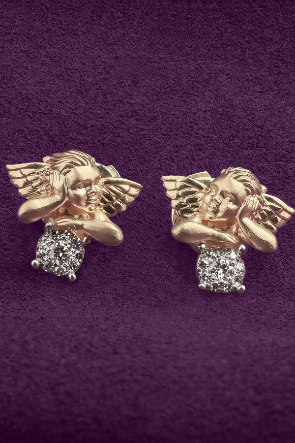 Серьги из лимонного золота c бриллиантами