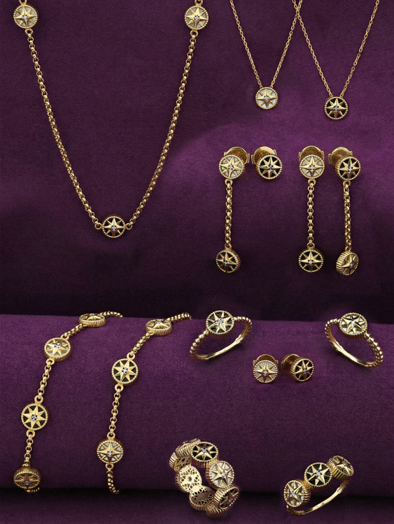 Кольцо из лимонного золота c бриллиантами, ониксом и перламутром