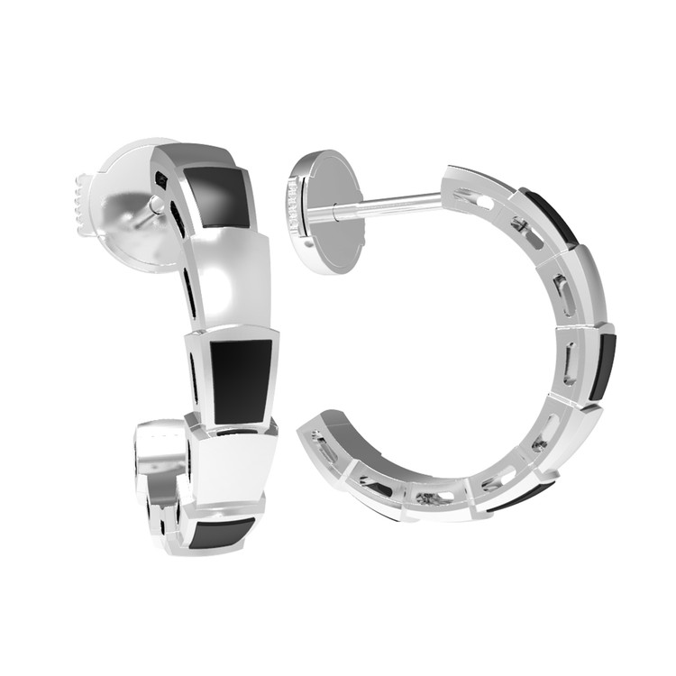 Серьги из белого золота c ониксом