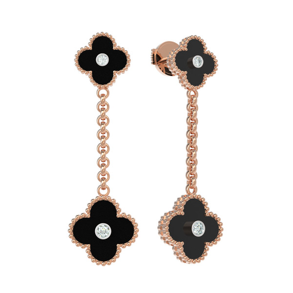 Серьги из золота c бриллиантами и ониксом