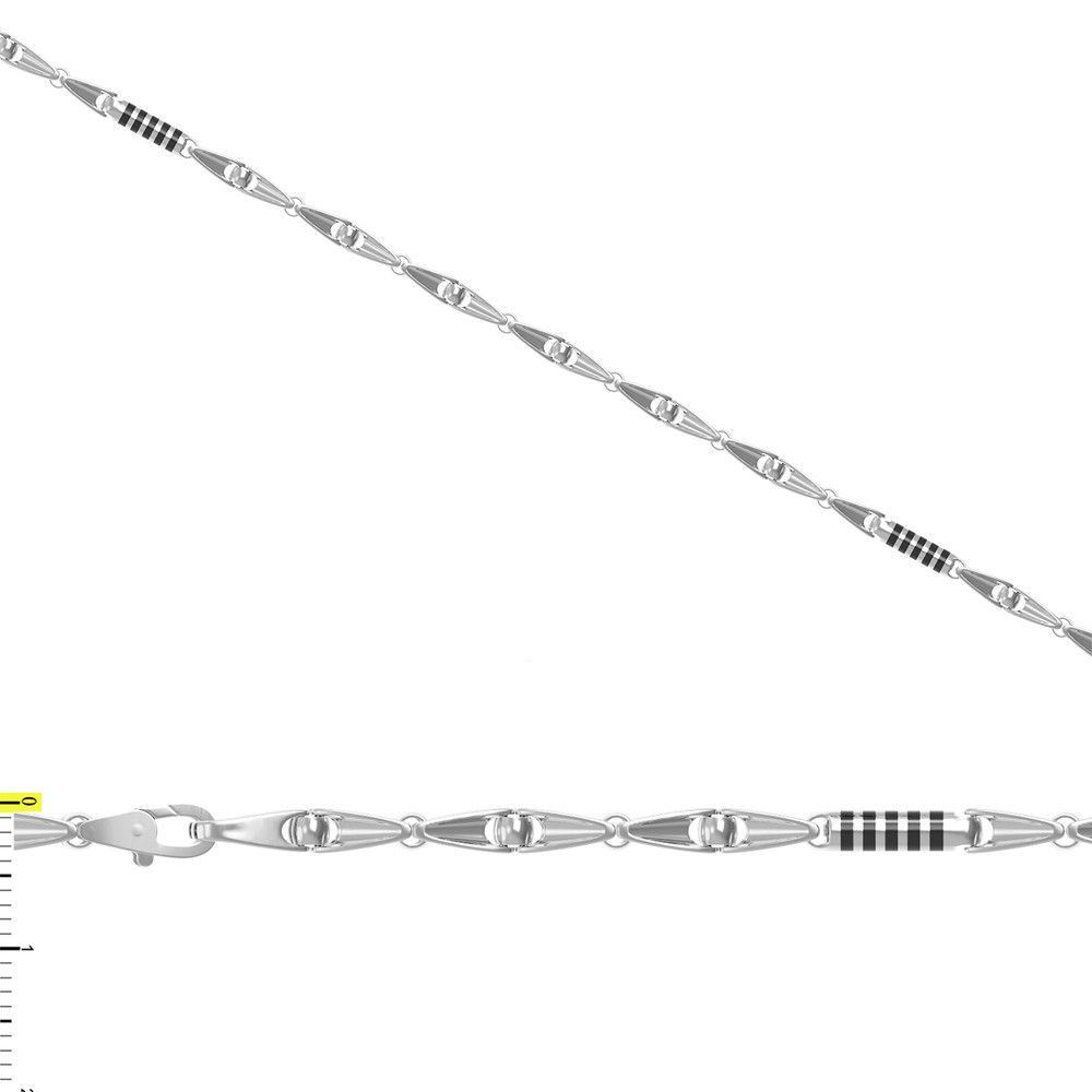 Цепь из белого золота c эмаль