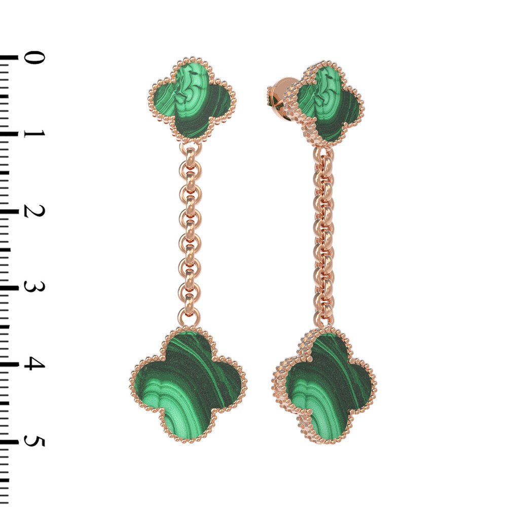 Серьги из золота c малахитом