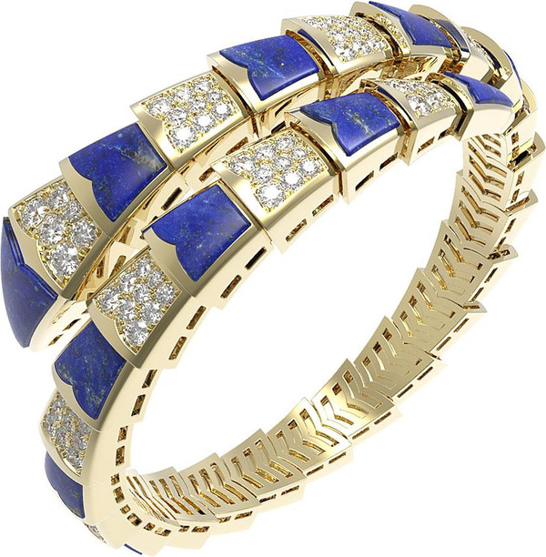 Браслет из лимонного золота c бриллиантами и лазуритом