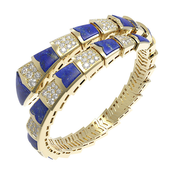 Браслет из лимонного золота c бриллиантами и лазуритом