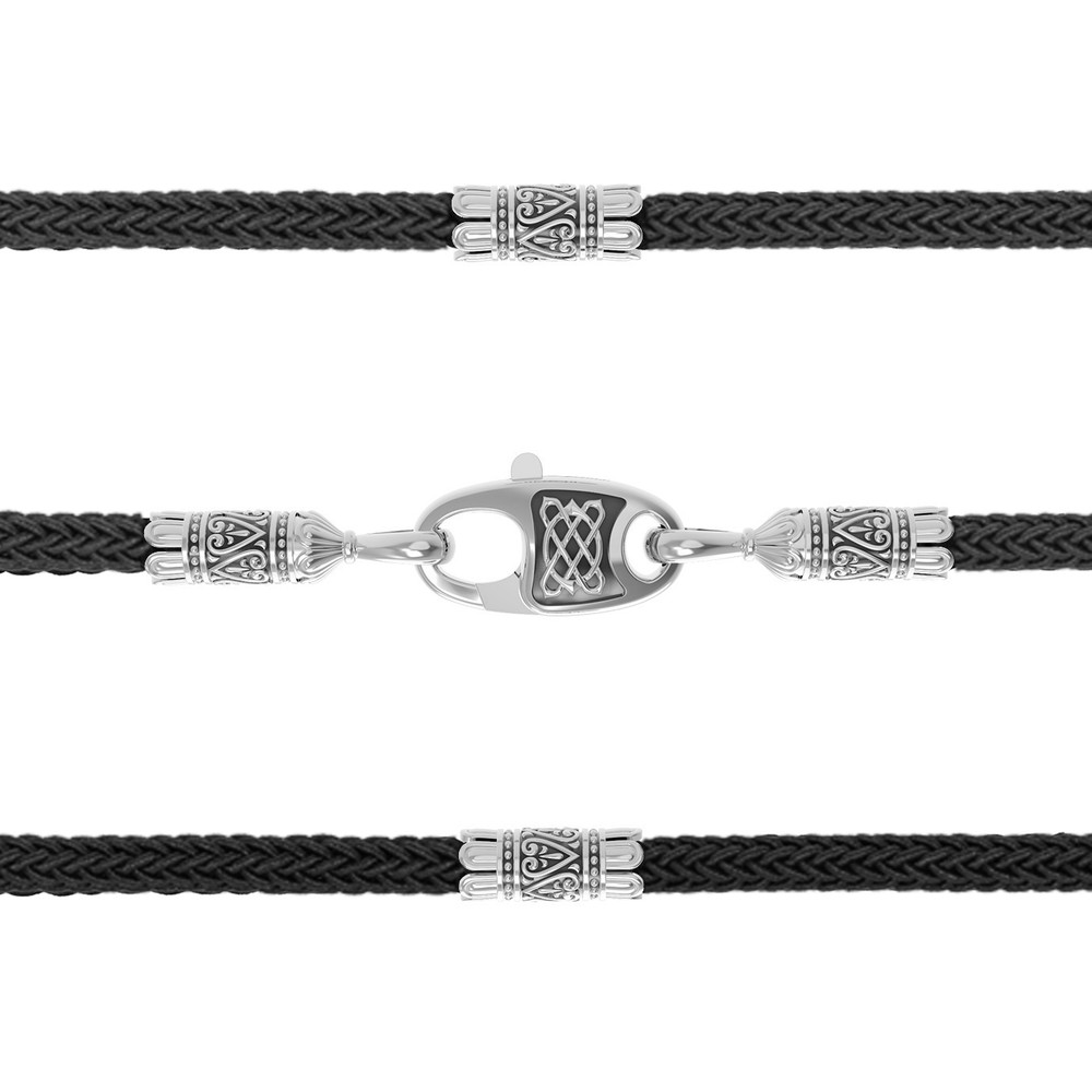 Шнурок шёлковый из белого золота c шёлковым шнурком