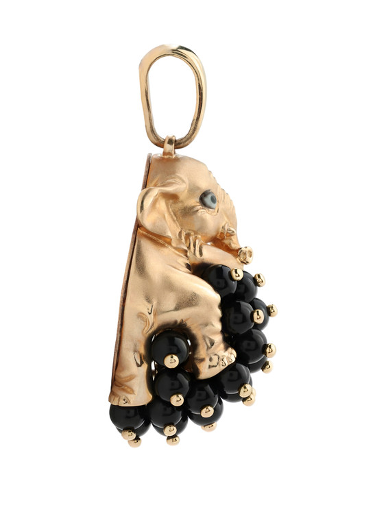 Подвеска из золота c эмалью и ониксом