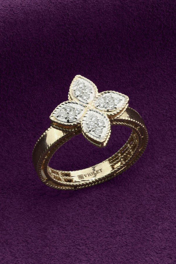 Кольцо из лимонного золота c бриллиантами