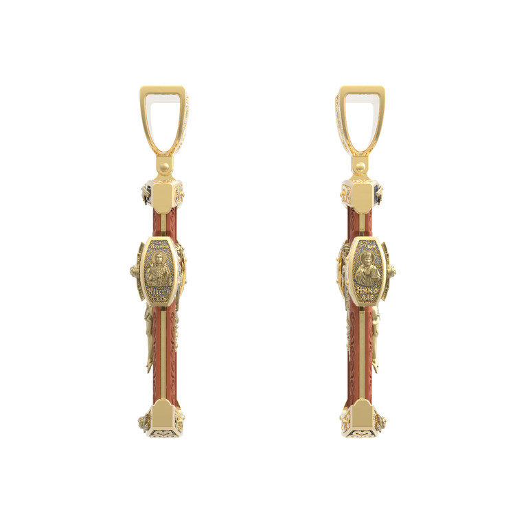 Крест из лимонного золота c деревом груши