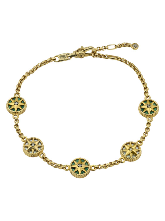 Браслет из лимонного золота c бриллиантами, малахитом и перламутром
