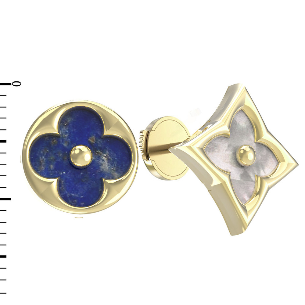 Серьги из лимонного золота c лазуритом и перламутром