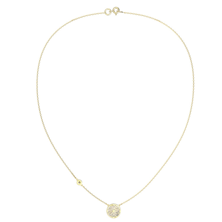 Колье из лимонного золота c бриллиантами и перламутром