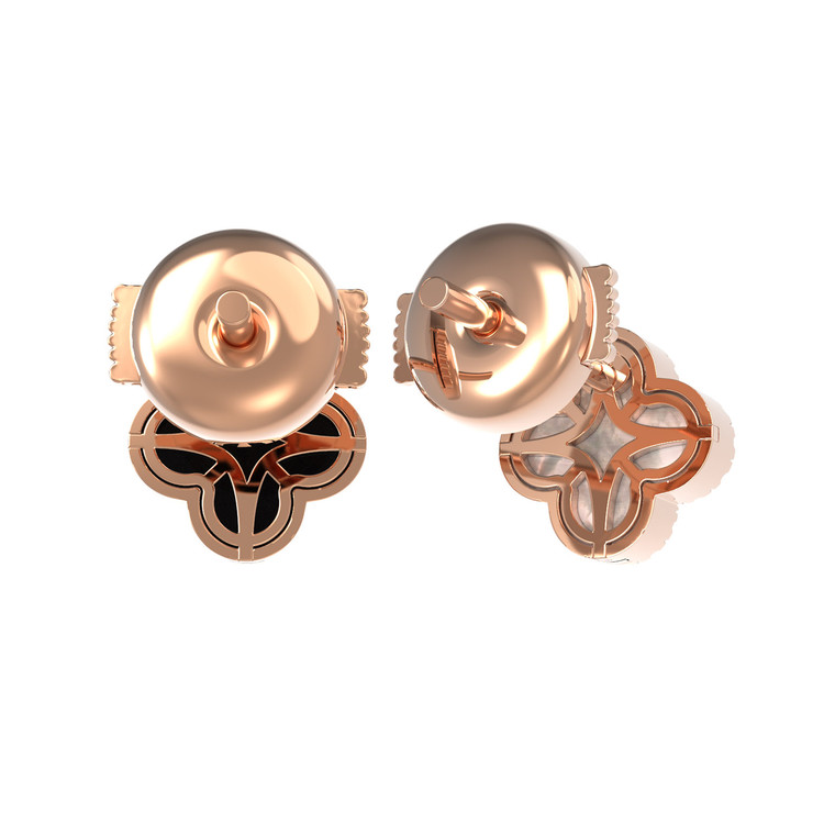 Серьги из золота c бриллиантами, ониксом и перламутром