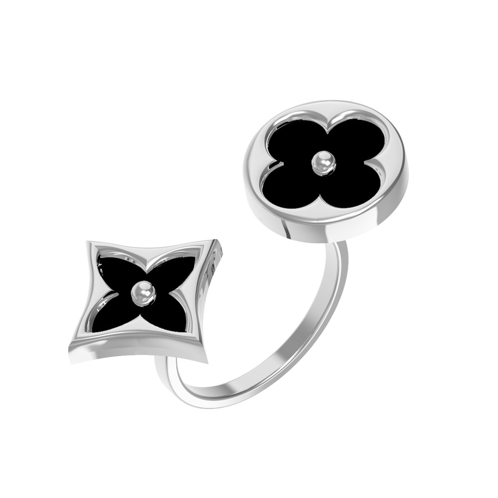 Кольцо из белого золота c ониксом