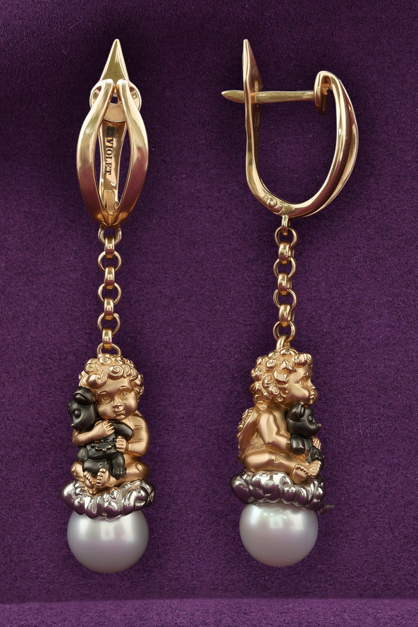 Серьги из золота c жемчугом