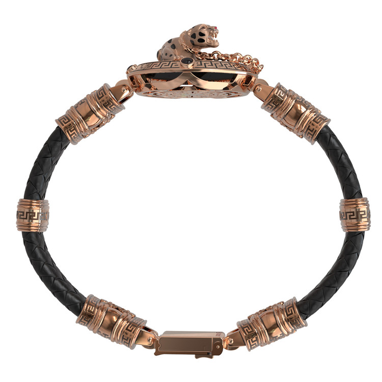 Браслет из золота c эмаль , шнурком, ониксом и рубином