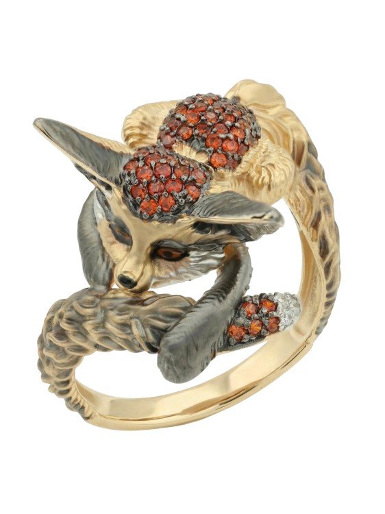 Кольцо из лимонного золота c эмаль и фианитом