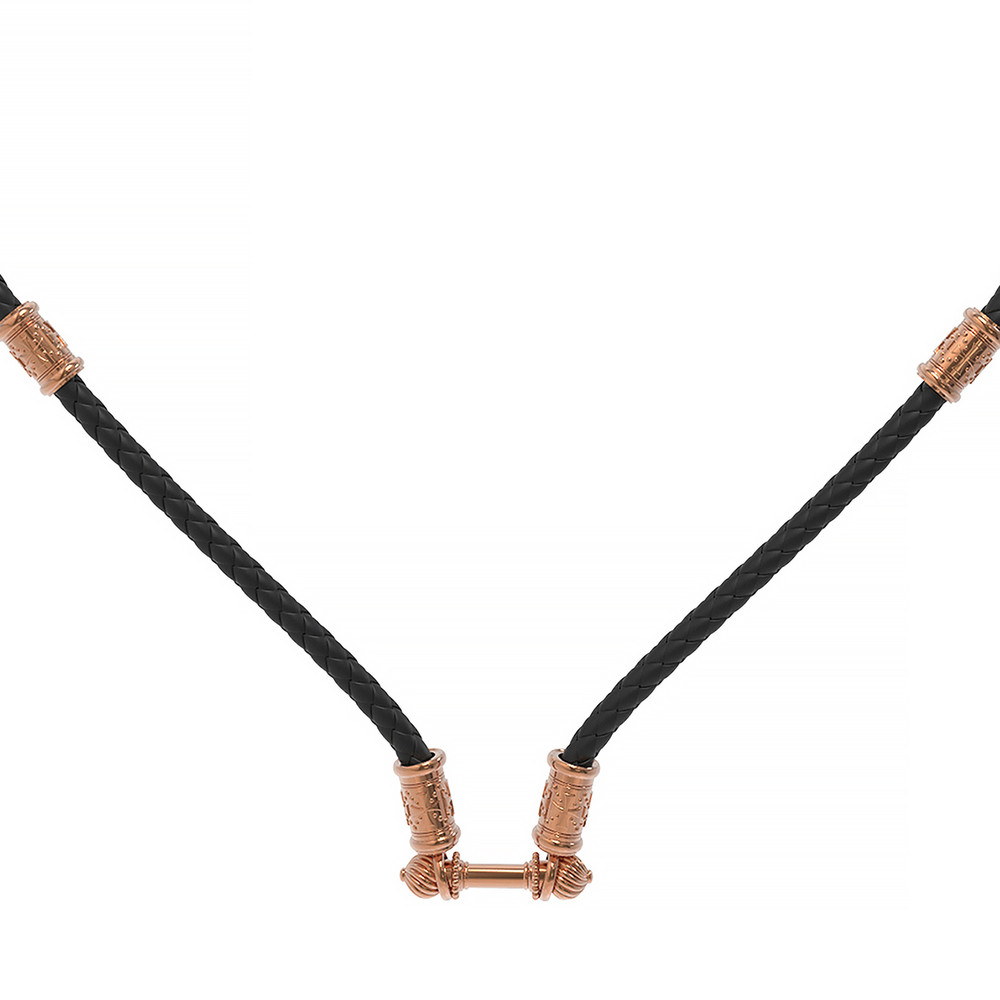 Гайтан из золота c кожаным шнурком