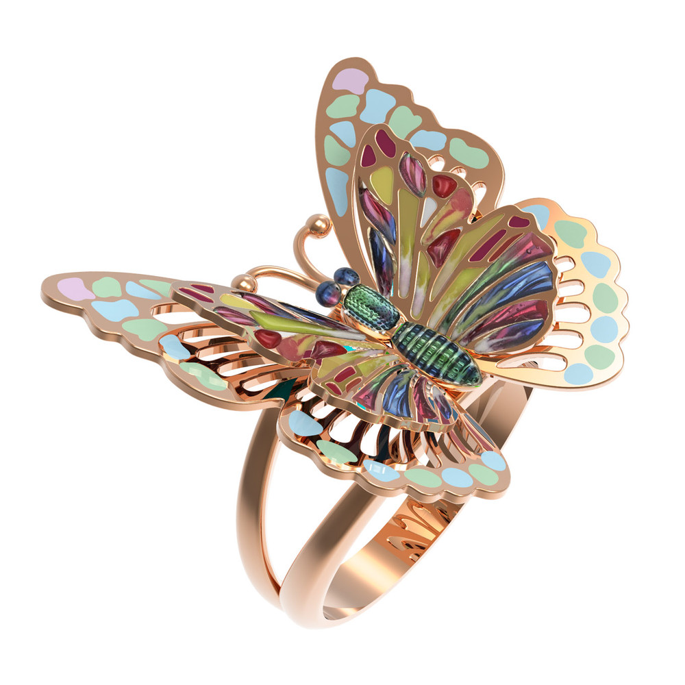 Кольцо из золота c эмалью